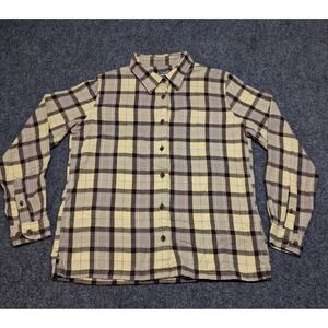 Cabela's‎ Mens Shirt Button Up Brown And Yellow Flannel Plaid Long Sleeve Medium